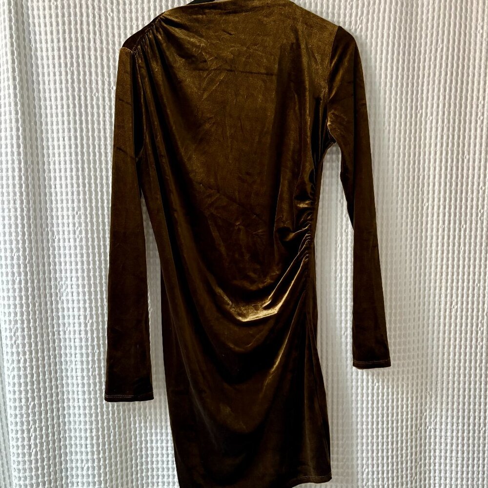 H&M NEW women's large gathered jersey dress dark olive going out glam bodycon